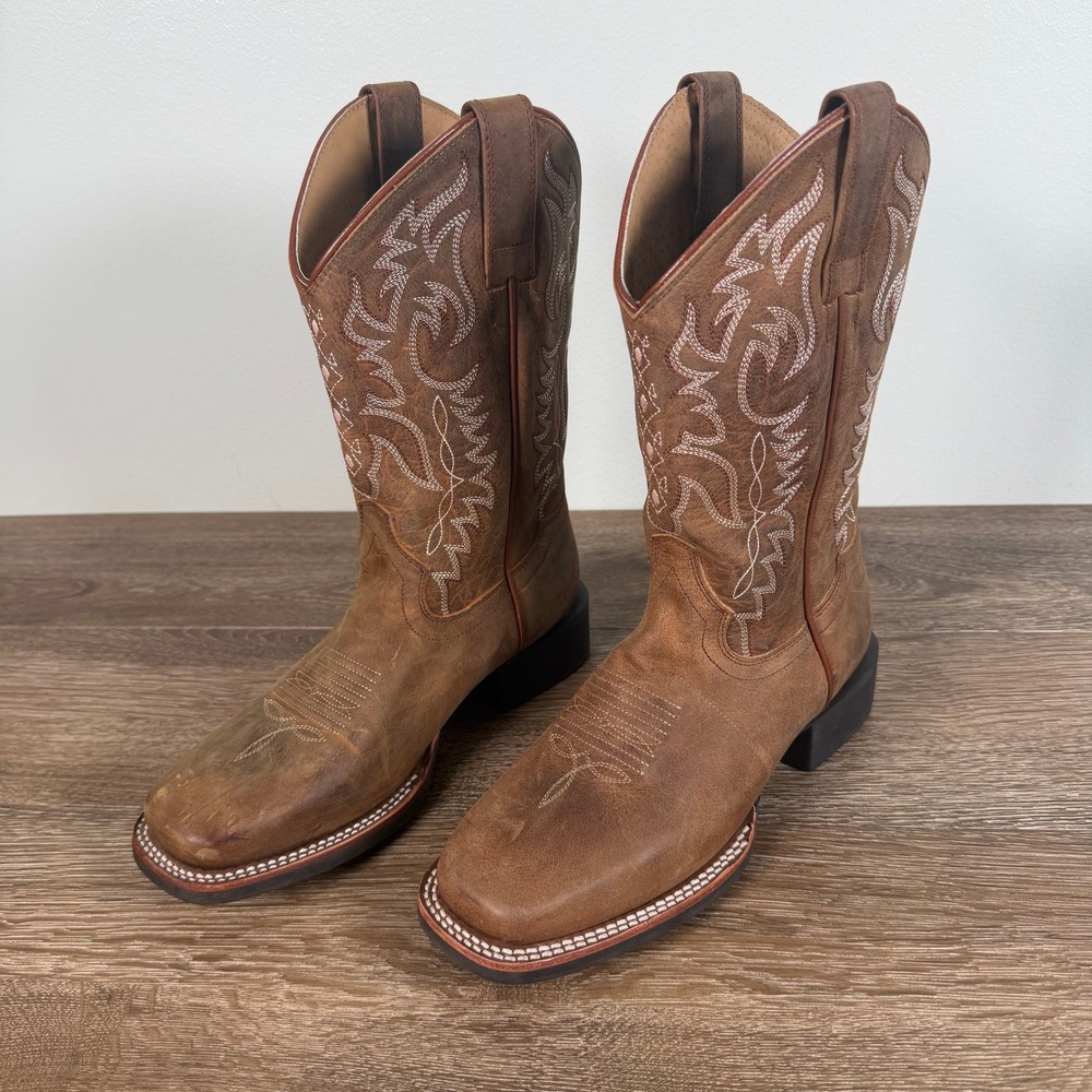 Shyanne Shayla Womens 7B Xero Gravity Leather Western Cowboy Boots Square Toe